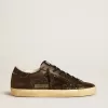 Super-Star da donna in glitter nero con stella in camoscio nero e inserti in pelle Super-Star da donna in glitter nero con stella in camoscio nero e inserti in pelle