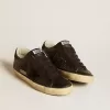 Super-Star da donna in glitter nero con stella in camoscio nero e inserti in pelle Super-Star da donna in glitter nero con stella in camoscio nero e inserti in pelle