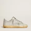 Super-Star da donna in nabuk bianco invecchiato con cristalli Swarovski