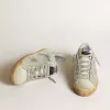 Super-Star da donna in nabuk bianco invecchiato con cristalli Swarovski
