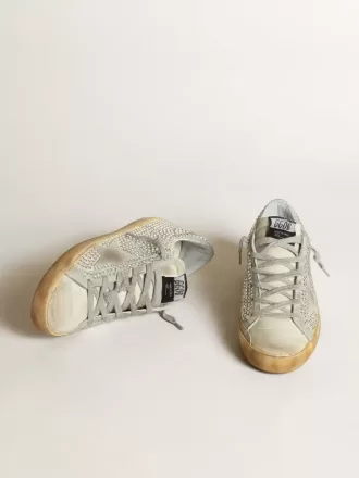 Super-Star da donna in nabuk bianco invecchiato con cristalli Swarovski