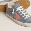 Super Star da donna in nabuk blu con stella e linguetta sul tallone in pelle scamosciata rosa
