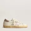 Super-Star da donna in nappa bianca con stella in pelle metallizzata rosa