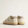 Super-Star da donna in nappa bianca con stella in pelle metallizzata rosa