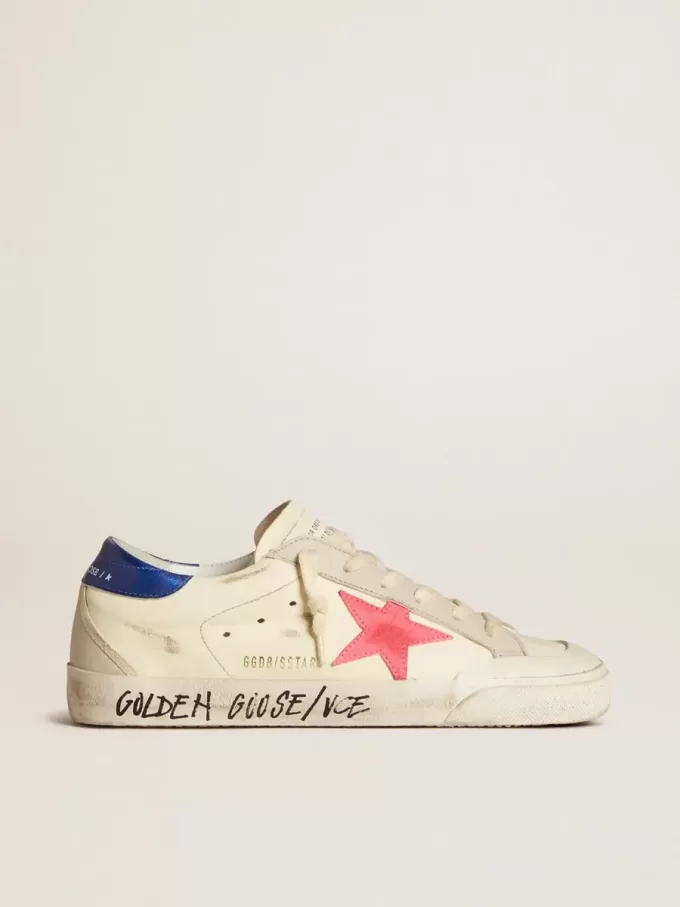 Super-Star da donna in nappa con stella in pelle scamosciata e tallone in pelle metallizzata