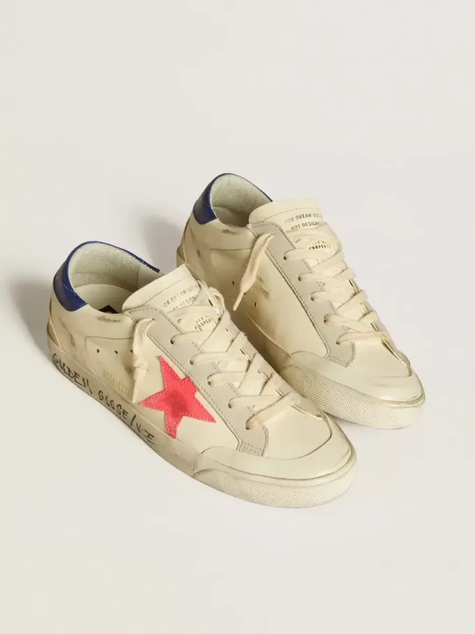 Super-Star da donna in nappa con stella in pelle scamosciata e tallone in pelle metallizzata
