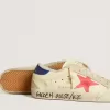 Super-Star da donna in nappa con stella in pelle scamosciata e tallone in pelle metallizzata