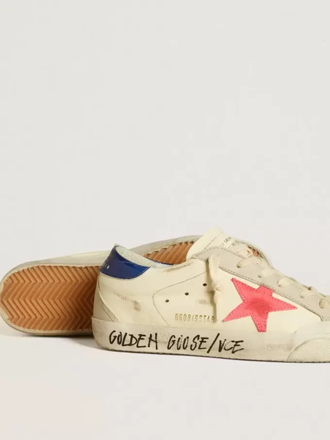 Super-Star da donna in nappa con stella in pelle scamosciata e tallone in pelle metallizzata