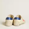 Super-Star da donna in nappa con stella in pelle scamosciata e tallone in pelle metallizzata