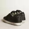 Super-Star da donna in nappa nera con stella nera e tallone glitterato