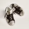 Super-Star da donna in pelle argento con inserti a contrasto Super-Star da donna in pelle argento con inserti a contrasto