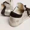 Super-Star da donna in pelle argento con inserti a contrasto Super-Star da donna in pelle argento con inserti a contrasto
