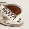 Super-Star da donna in pelle bianca con stella in pelle scamosciata grigia
