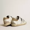 Super-Star da donna in pelle bianca con tallone glitterato Super-Star da donna in pelle bianca con tallone glitterato