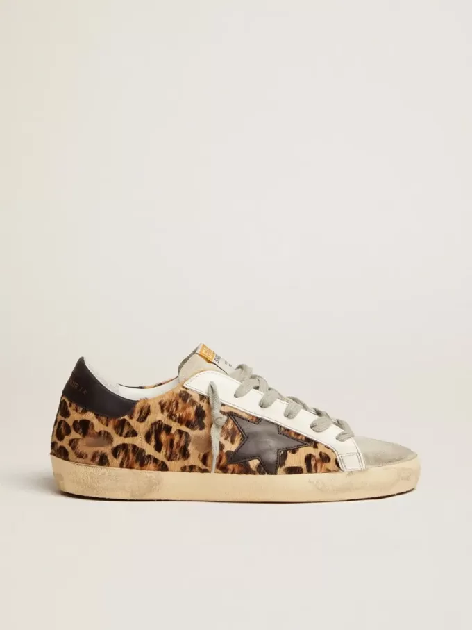 Super-Star da donna in pelle con stampa leopardata