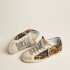 Super-Star da donna in pelle con stampa leopardata
