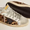 Super-Star da donna in pelle con stampa leopardata