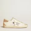 Super-Star da donna in pelle con stella in cristallo Swarovski e linguetta sul tallone