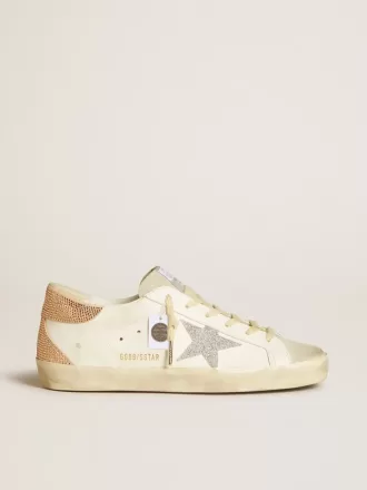 Super-Star da donna in pelle con stella in cristallo Swarovski e linguetta sul tallone