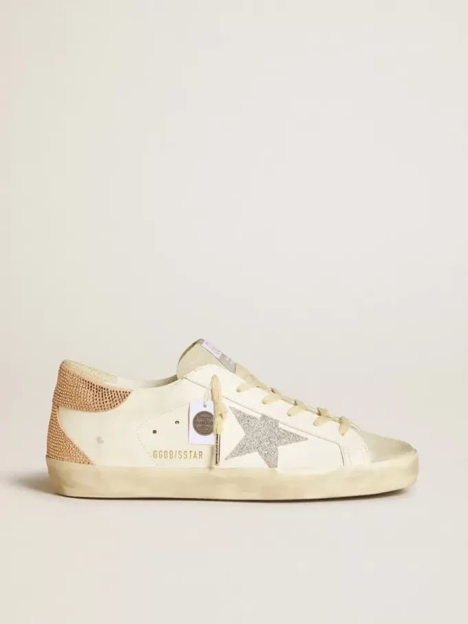 Super-Star da donna in pelle con stella in cristallo Swarovski e linguetta sul tallone