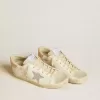 Super-Star da donna in pelle con stella in cristallo Swarovski e linguetta sul tallone