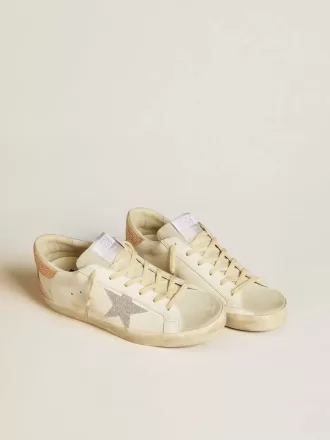 Super-Star da donna in pelle con stella in cristallo Swarovski e linguetta sul tallone