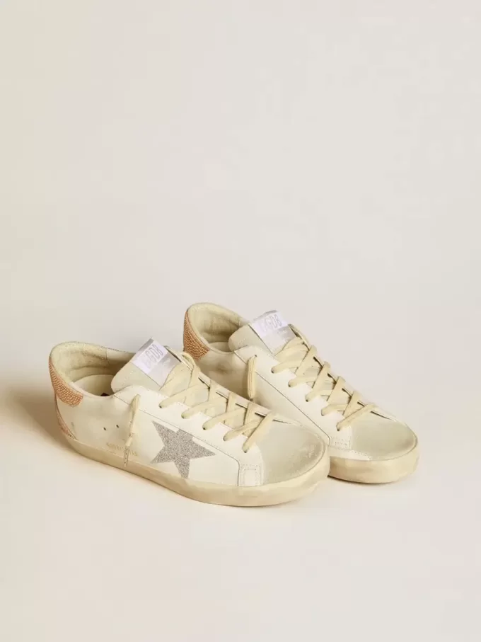 Super-Star da donna in pelle con stella in cristallo Swarovski e linguetta sul tallone