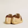 Super-Star da donna in pelle di cavallino beige con stella e linguetta sul tallone in pelle scamosciata marrone Super-Star da donna in pelle di cavallino beige con stella e linguetta sul tallone in pelle scamosciata marrone