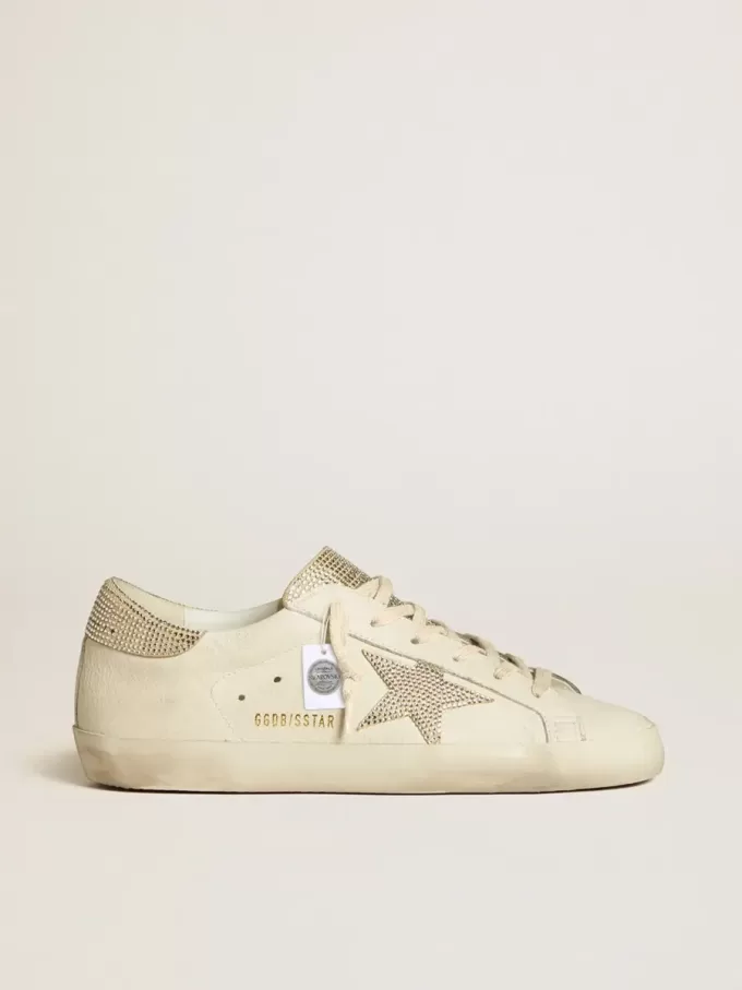 Super-Star da donna in pelle nappa con stella in cristallo Swarovski e linguetta sul tallone