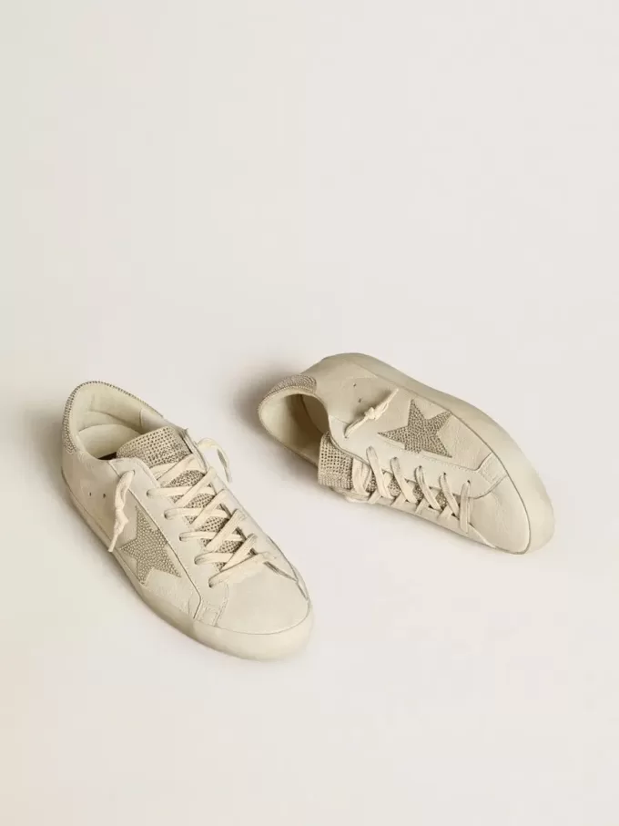 Super-Star da donna in pelle nappa con stella in cristallo Swarovski e linguetta sul tallone
