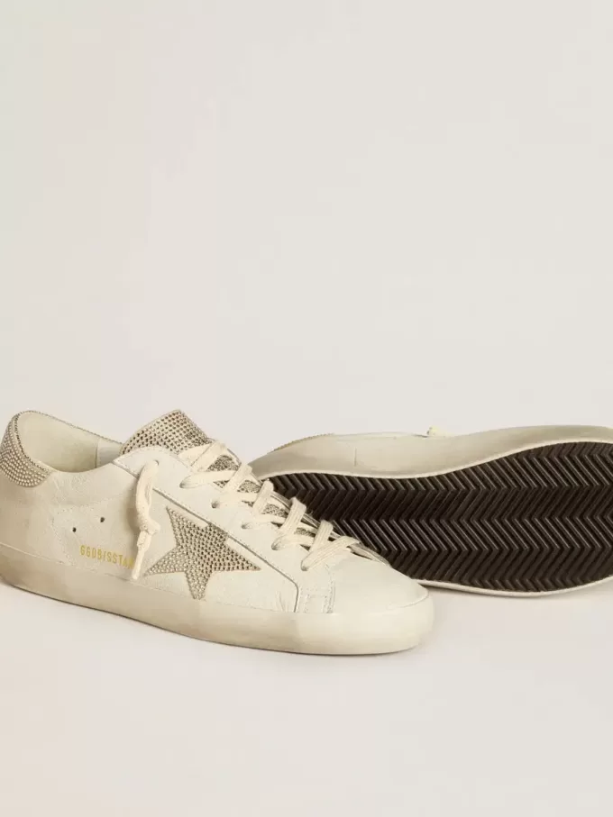 Super-Star da donna in pelle nappa con stella in cristallo Swarovski e linguetta sul tallone