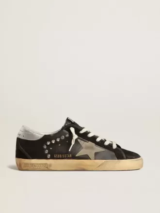 Super-Star da donna in pelle nera e camoscio con borchie argentate Super-Star da donna in pelle nera e camoscio con borchie argentate