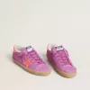Super-Star da donna in pelle scamosciata fucsia con stella e tallone in pelle laminata arancione fluorescente Super-Star da donna in pelle scamosciata fucsia con stella e tallone in pelle laminata arancione fluorescente