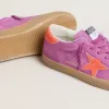 Super-Star da donna in pelle scamosciata fucsia con stella e tallone in pelle laminata arancione fluorescente Super-Star da donna in pelle scamosciata fucsia con stella e tallone in pelle laminata arancione fluorescente