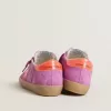 Super-Star da donna in pelle scamosciata fucsia con stella e tallone in pelle laminata arancione fluorescente Super-Star da donna in pelle scamosciata fucsia con stella e tallone in pelle laminata arancione fluorescente