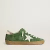 Super-Star da donna in pelle scamosciata verde con stella bianca Super-Star da donna in pelle scamosciata verde con stella bianca