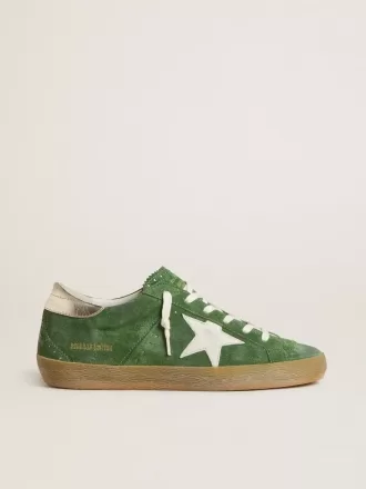 Super-Star da donna in pelle scamosciata verde con stella bianca