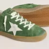 Super-Star da donna in pelle scamosciata verde con stella bianca Super-Star da donna in pelle scamosciata verde con stella bianca