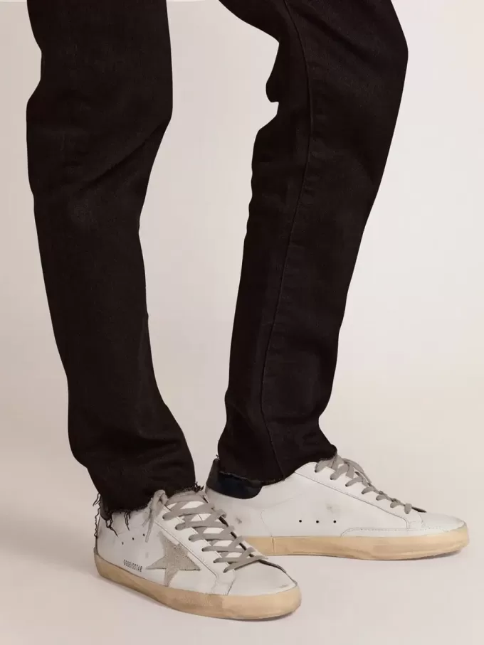 Super-Star da uomo con stella in pelle scamosciata e linguetta blu sul tallone