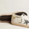 Super-Star da uomo con stella in pelle scamosciata e linguetta sul tallone in pelle con stampa serpente platino Super-Star da uomo con stella in pelle scamosciata e linguetta sul tallone in pelle con stampa serpente platino