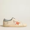 Super-Star da uomo con stella stampata coccodrillo e linguetta sul tallone blu argento Super-Star da uomo con stella stampata coccodrillo e linguetta sul tallone blu argento