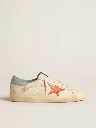Super-Star da uomo con stella stampata coccodrillo e linguetta sul tallone blu argento Super-Star da uomo con stella stampata coccodrillo e linguetta sul tallone blu argento
