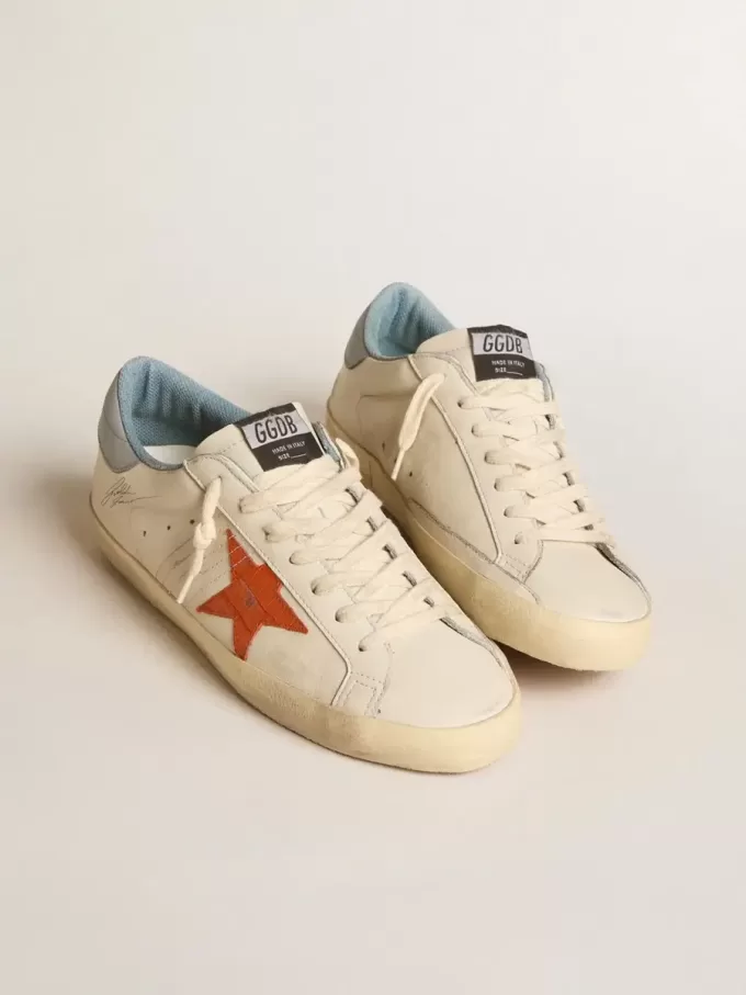 Super-Star da uomo con stella stampata coccodrillo e linguetta sul tallone blu argento Super-Star da uomo con stella stampata coccodrillo e linguetta sul tallone blu argento