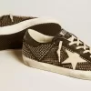 Super-Star da uomo in nappa nera borchiata con stella in pelle bianca