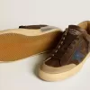 Super-Star da uomo in pelle con stella in pelle blu e linguetta sul tallone in nabuk beige Super-Star da uomo in pelle con stella in pelle blu e linguetta sul tallone in nabuk beige