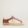 Super-Star da uomo in pelle nappa con inserti bordeaux e stella argentata