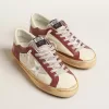 Super-Star da uomo in pelle nappa con inserti bordeaux e stella argentata