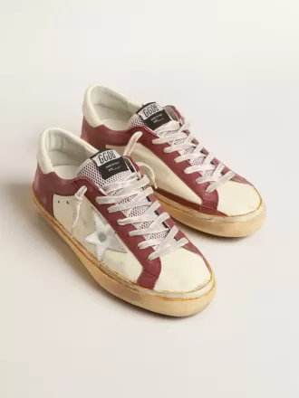 Super-Star da uomo in pelle nappa con inserti bordeaux e stella argentata Super-Star da uomo in pelle nappa con inserti bordeaux e stella argentata