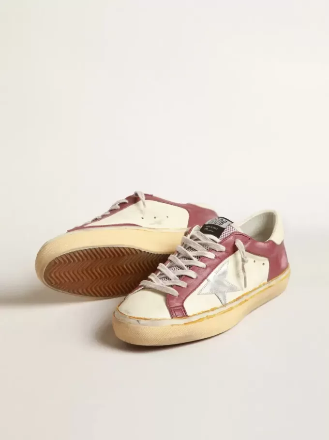 Super-Star da uomo in pelle nappa con inserti bordeaux e stella argentata