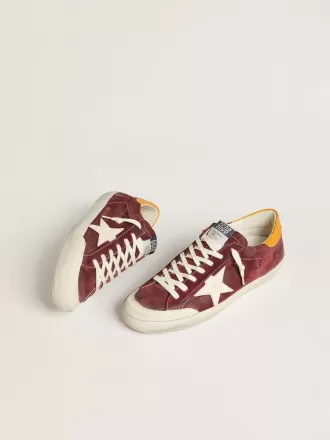 Super-Star da uomo in pelle scamosciata rosso mattone con stella in pelle bianca e linguetta sul tallone con stampa animalier Super-Star da uomo in pelle scamosciata rosso mattone con stella in pelle bianca e linguetta sul tallone con stampa animalier